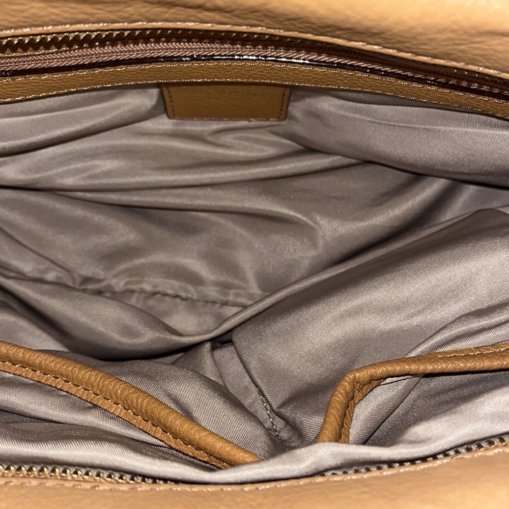 Isaac Mizerahi handbag caramel color long strap and short handles - Picture 9 of 13